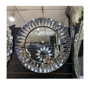 Glitz round wall mirror all glass